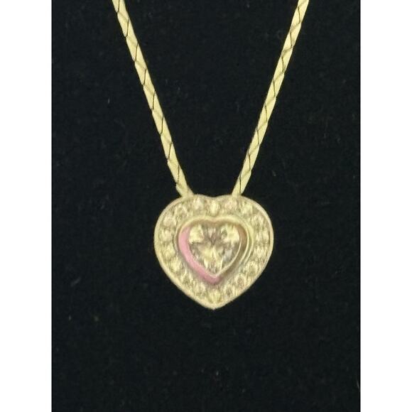 925 Sterling Silver Cubic Zirconia Heart Pendant DCI Necklace 13” Monet Chain - Picture 11 of 11
